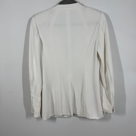 Marc Cain White Textured Knit Minimalist Single Button Tailored Blazer Jacket - Picture 6 of 13
